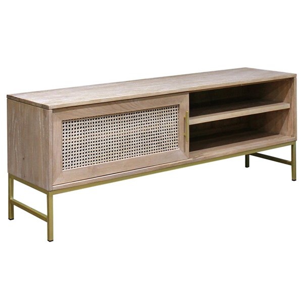 Hendry Oak Wood & Rattan TV Entertainment Unit