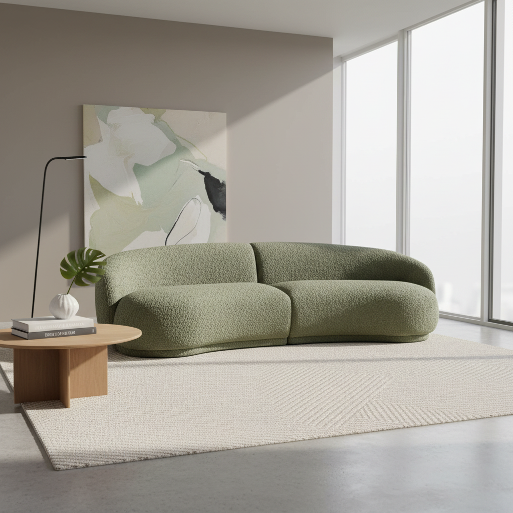 Malabar 4 Seater Sofa - Green Boucle