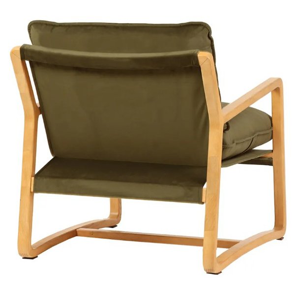 Malibu Natural Arm Chair - Olive Velvet