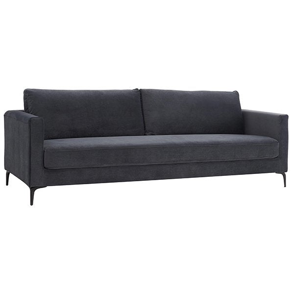 Mandalong Velvet Fabric 4 Seater Sofa - Charcoal