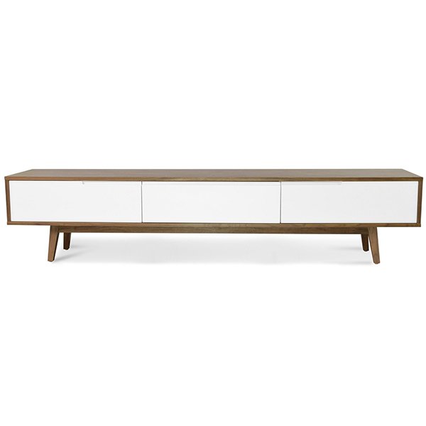 Marc 2.1m Wooden Scandinavian Lowline TV Entertainment Unit - Walnut