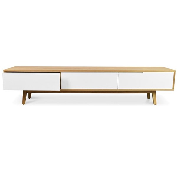 Marc 2.1m Wooden Scandinavian TV Unit - Lowline - Natural