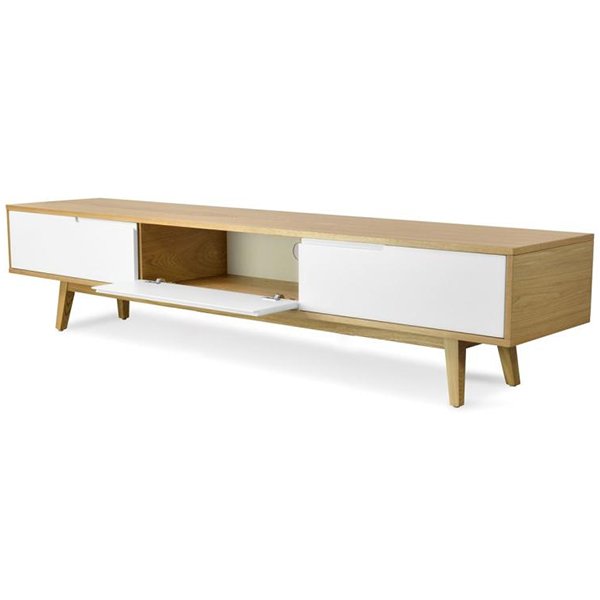 Marc 2.1m Wooden Scandinavian TV Unit - Lowline - Natural