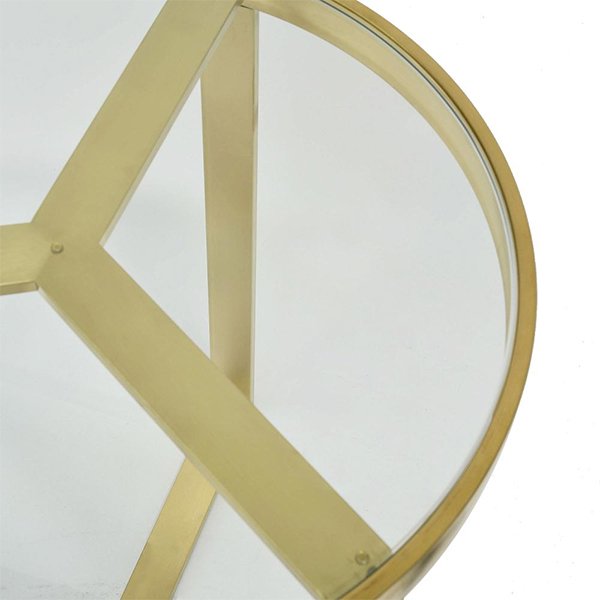 Marcelo 50cm Round Side Table - Brushed Gold Base