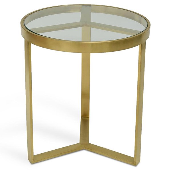 Marcelo 50cm Round Side Table - Brushed Gold Base