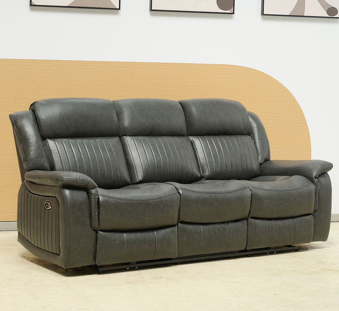 Marciela 3 Seater Electric Recliner Sofa - Charcoal