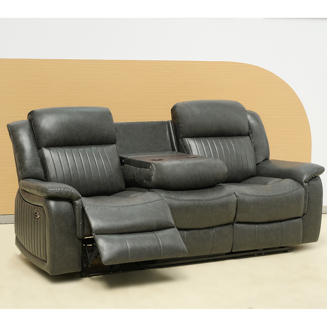 Marciela 3 Seater Electric Recliner Sofa - Charcoal