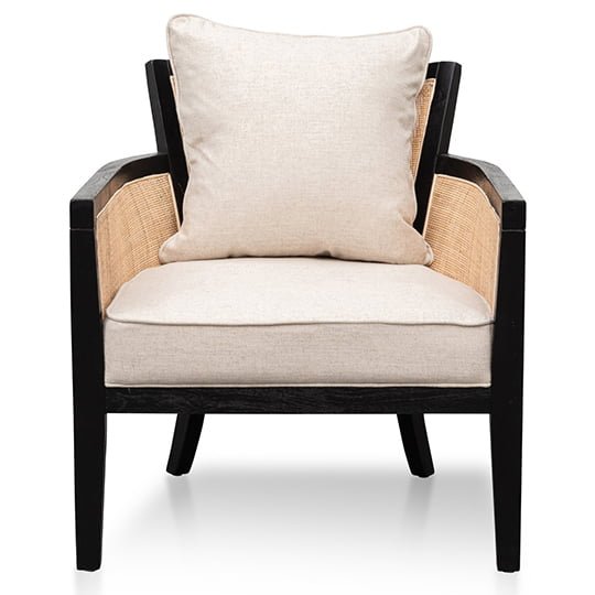 Cayuga Oak Wood & Rattan Armchair - Black