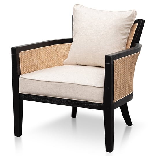 Cayuga Oak Wood & Rattan Armchair - Black