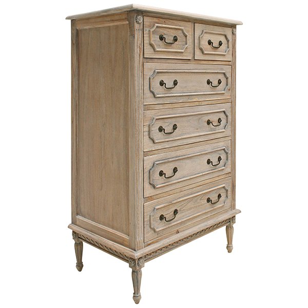 Marseille 6 Drawer Tallboy - Weathered Oak