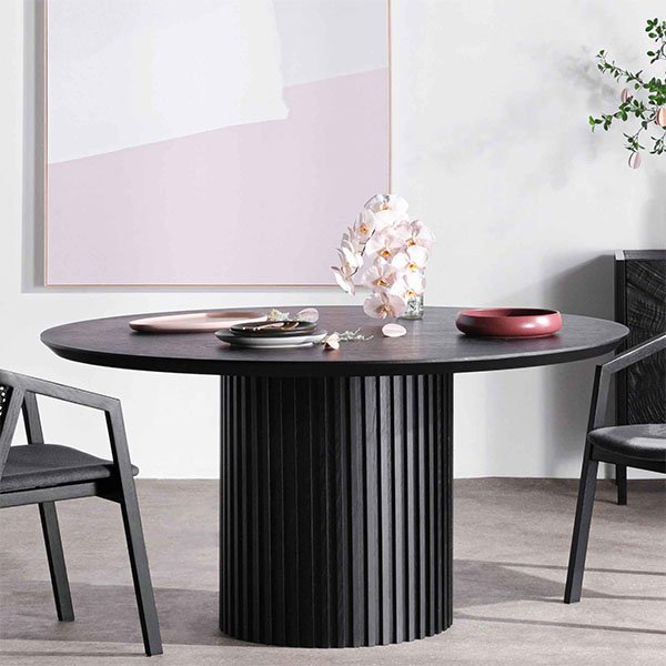 Marty 1.5m Wooden Round Dining Table - Black