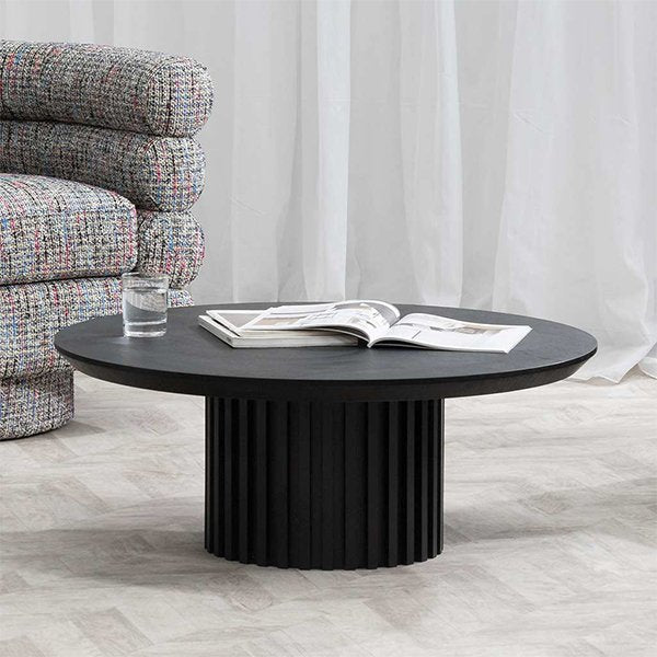 Marty 90cm Wooden Round Coffee Table - Black