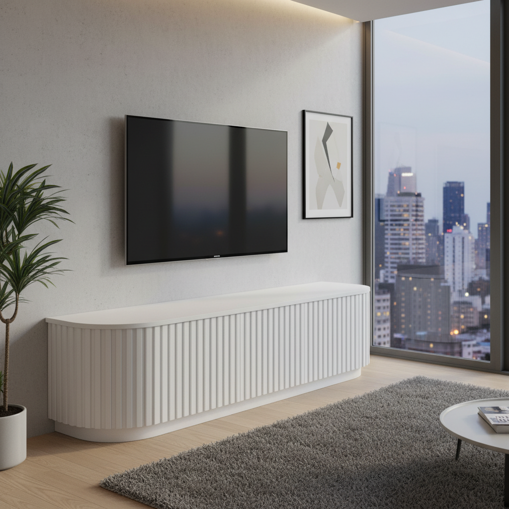 Marty 1.8m TV Entertainment Unit - Full White Oak