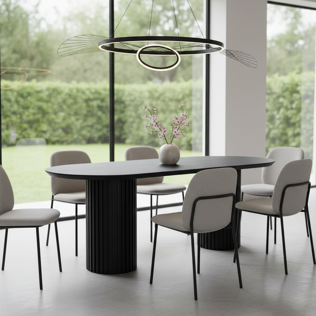 Marty 2.2m Wooden Dining Table - Black Oak