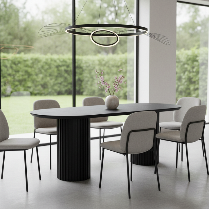 Marty 2.2m Wooden Dining Table - Black Oak