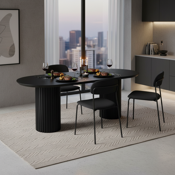 Marty 2.2m Wooden Dining Table - Black Oak