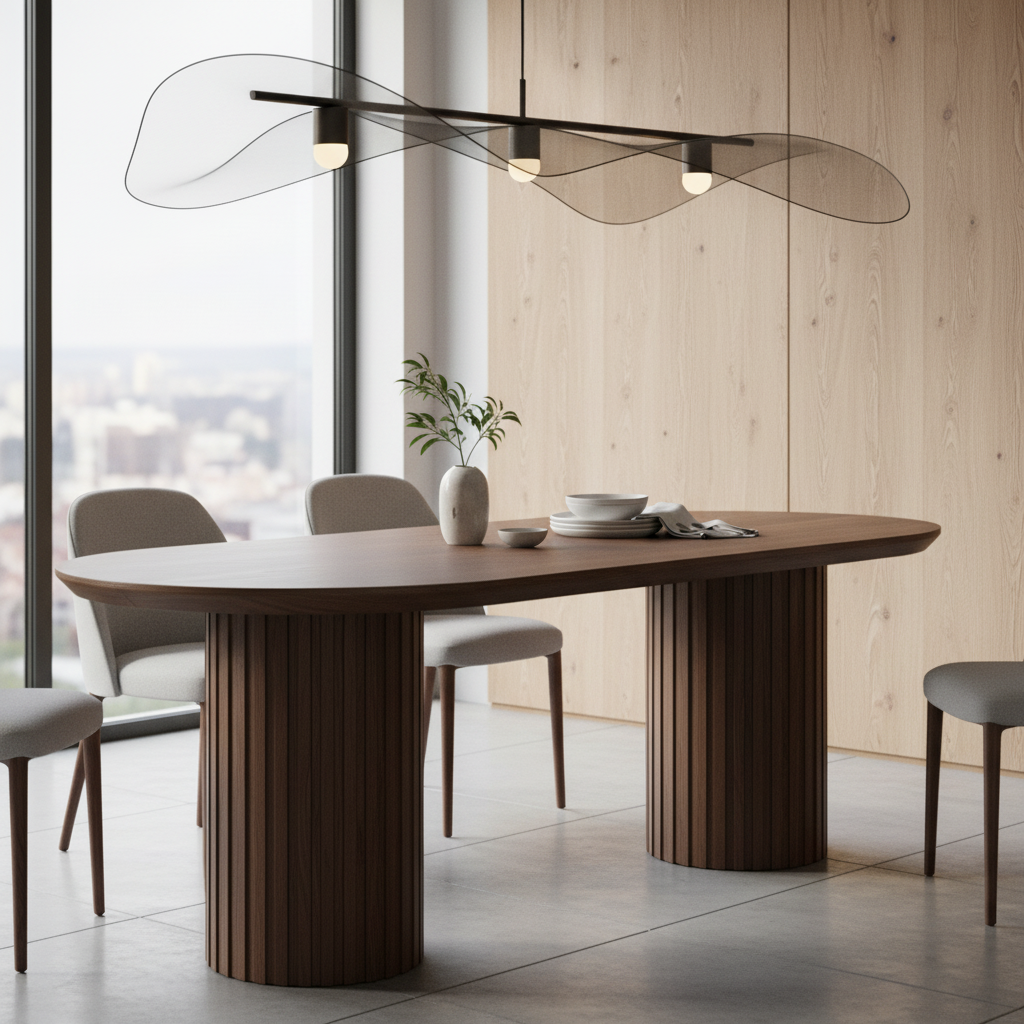 Marty 2.2m Wooden Dining Table - Walnut