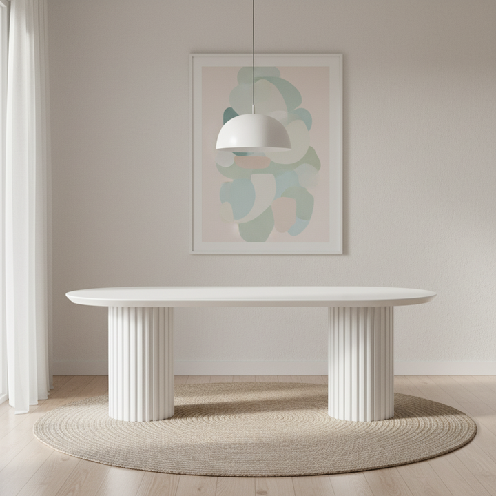 Marty 2.2m Wooden Dining Table - White Oak