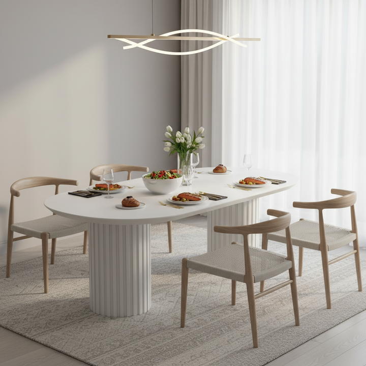 Marty 2.2m Wooden Dining Table - White Oak