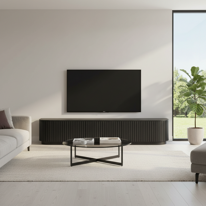 Marty 2.4m Entertainment TV Unit - Full Black Oak