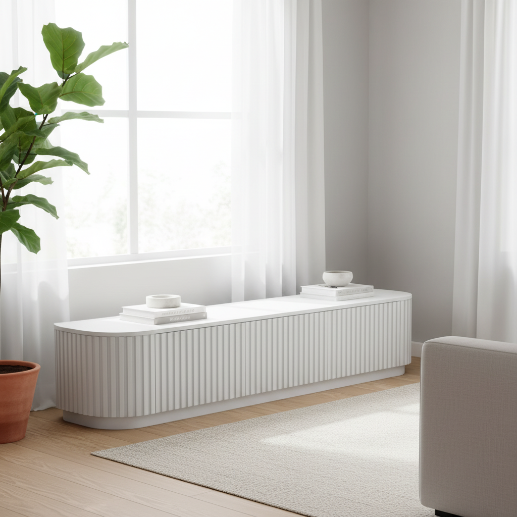 Marty 2.4m TV Entertainment Unit - Full White Oak