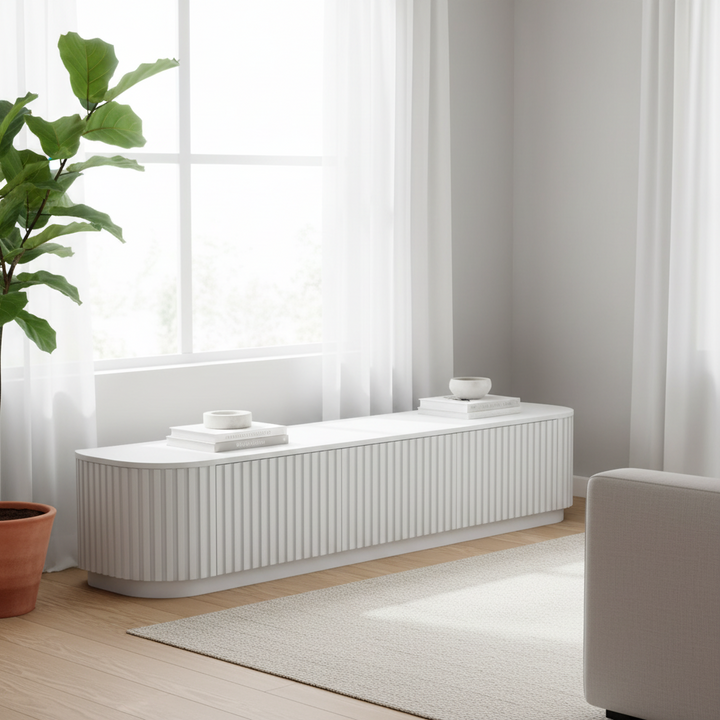 Marty 2.4m TV Entertainment Unit - Full White Oak