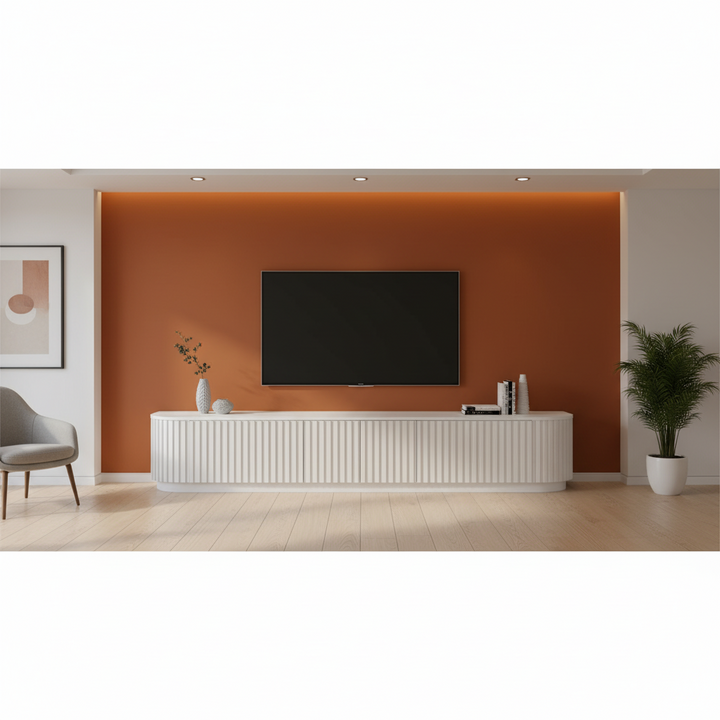 Marty 2.4m TV Entertainment Unit - Full White Oak