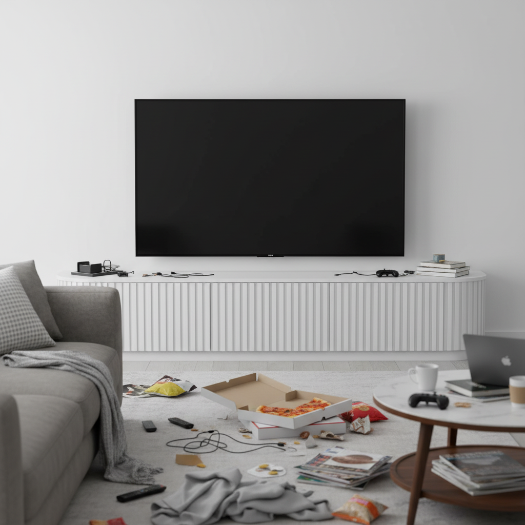 Marty 2.4m TV Entertainment Unit - Full White Oak