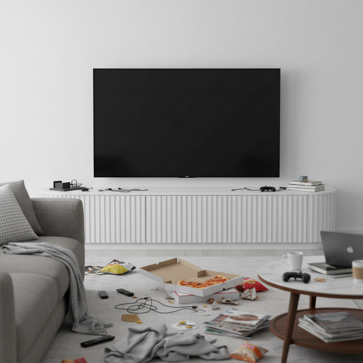 Marty 2.4m TV Entertainment Unit - Full White Oak