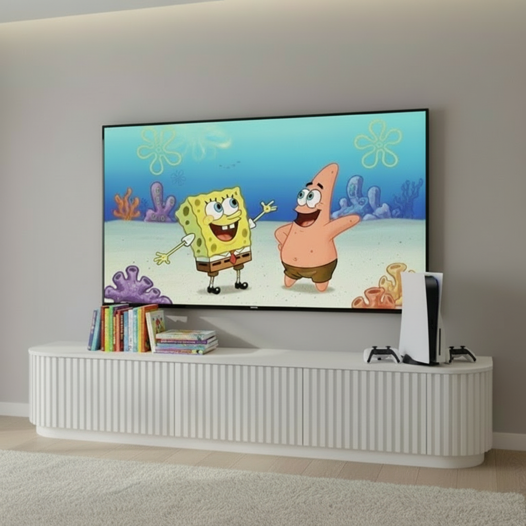 Marty 2.4m TV Entertainment Unit - Full White Oak
