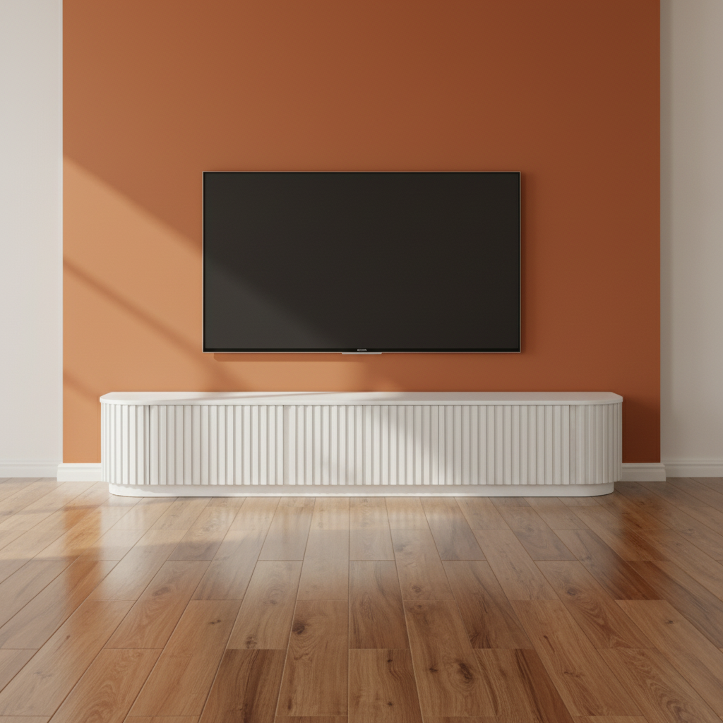 Marty 2.4m TV Entertainment Unit - Full White Oak