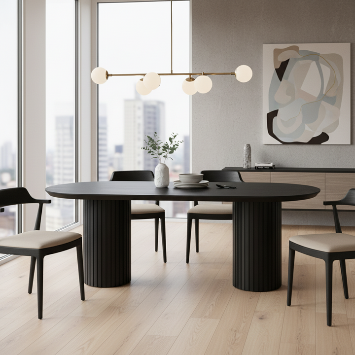 Marty 2.5m Wooden Dining Table - Black Oak