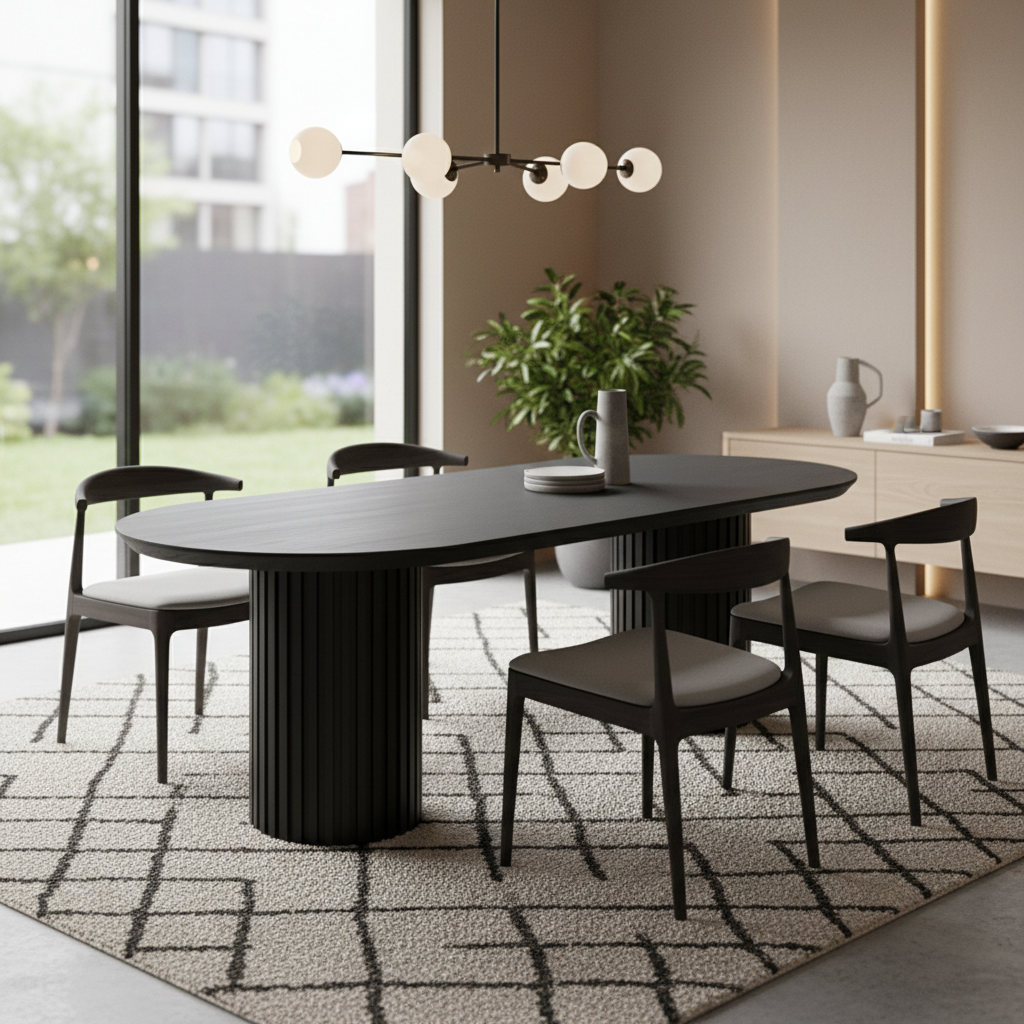 Marty 2.5m Wooden Dining Table - Black Oak