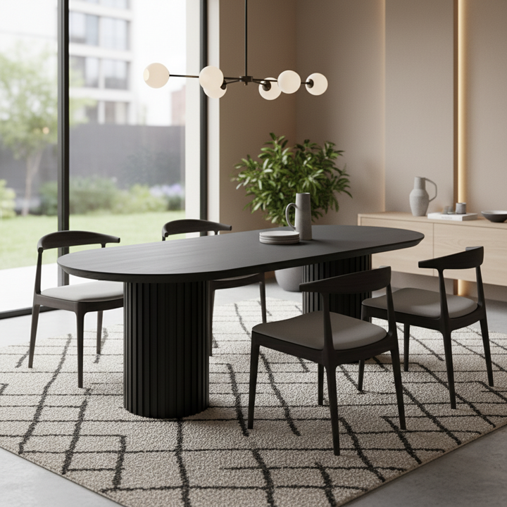 Marty 2.5m Wooden Dining Table - Black Oak
