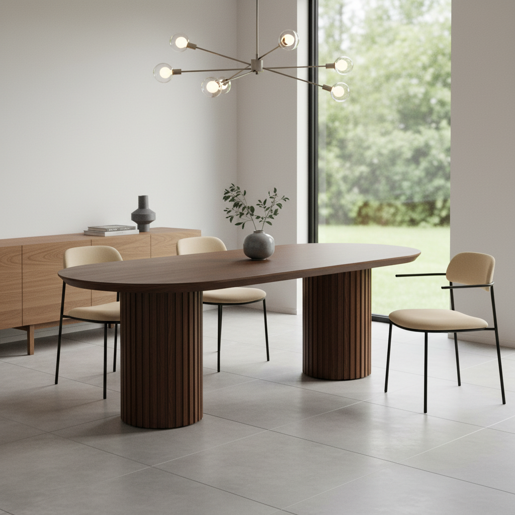 Marty 2.5m Wooden Dining Table - Walnut