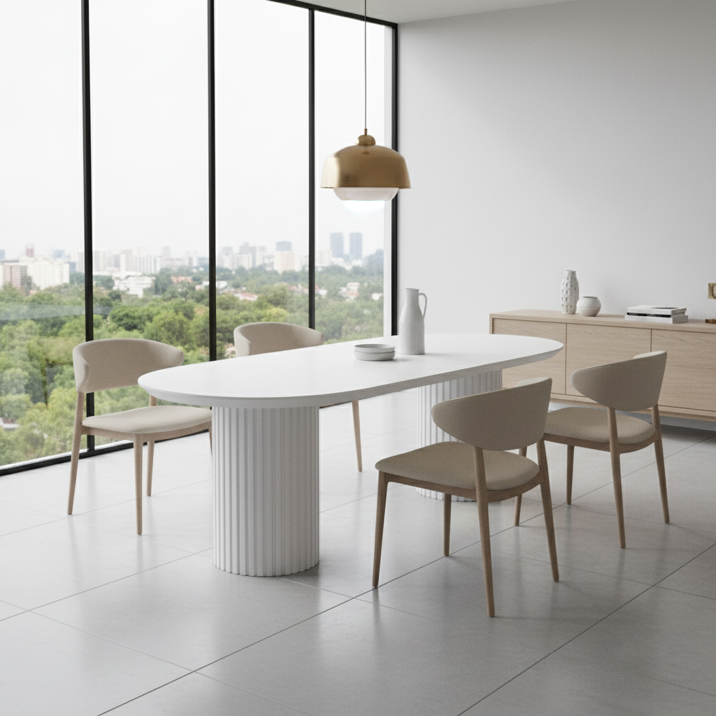 Marty 2.5m Wooden Dining Table - White Oak