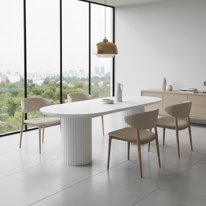 Marty 2.5m Wooden Dining Table - White Oak