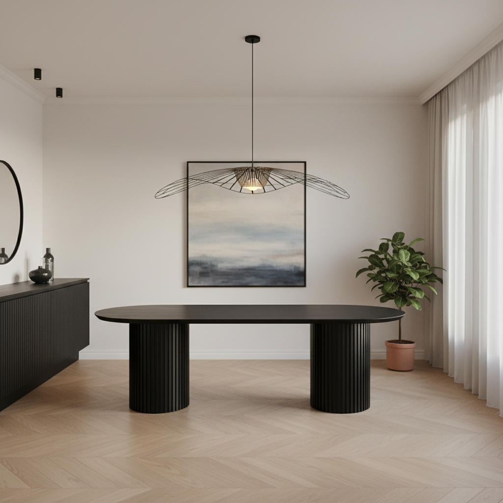 Marty 2.8m Wooden Dining Table - Black Oak