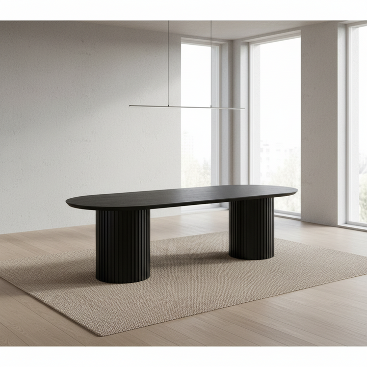 Marty 2.8m Wooden Dining Table - Black Oak