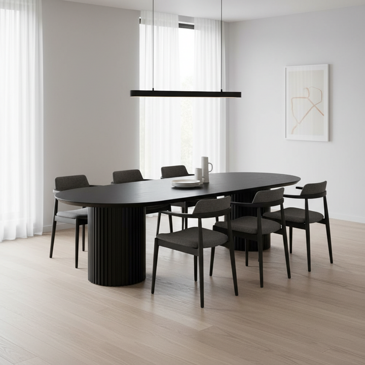 Marty 2.8m Wooden Dining Table - Black Oak
