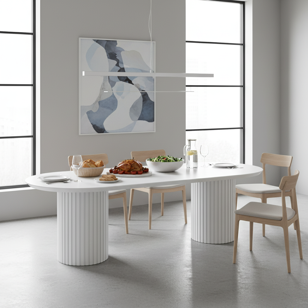 Marty 2.8m Wooden Dining Table - White Oak