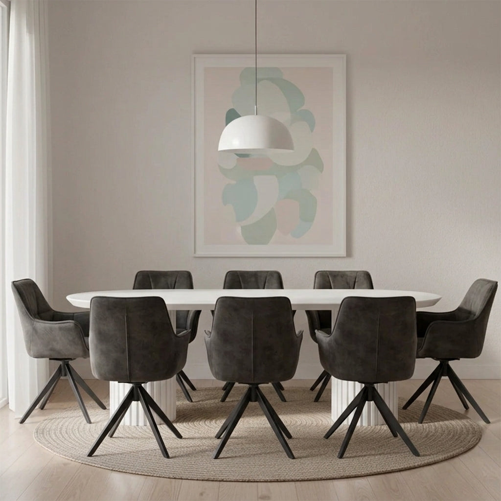 Marty 2.5m Wooden Dining Table - White Oak