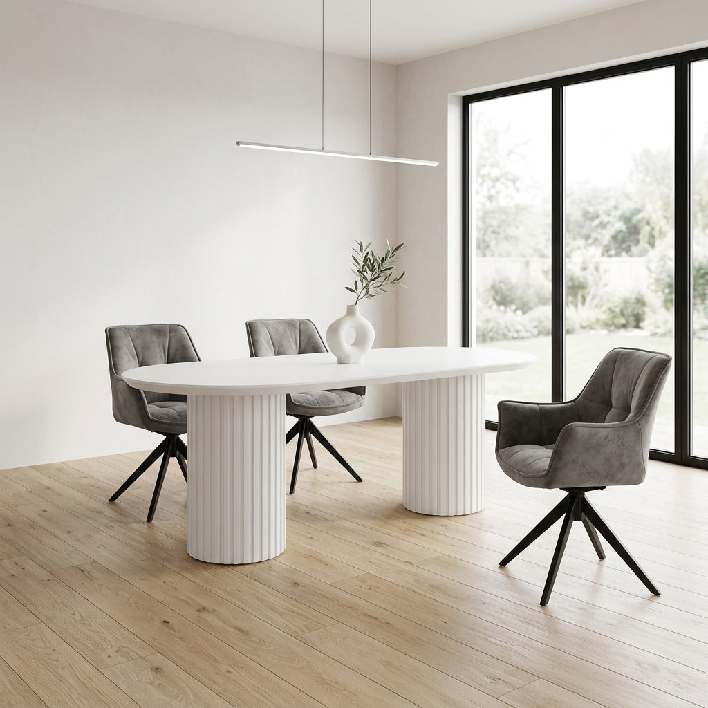 Marty 2.2m Wooden Dining Table - White Oak