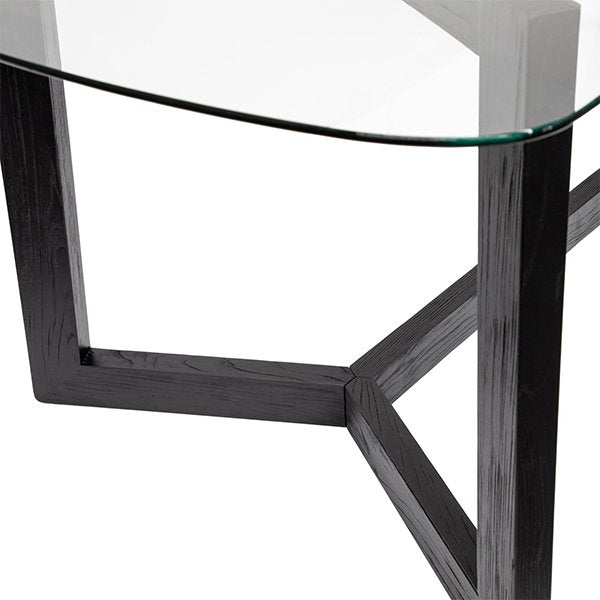 Massey 2.4m Dining Table - Glass Top with Black Base