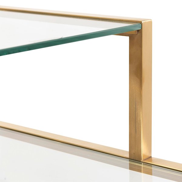 Maureen 1.4m Glass Shelving Unit - Brushed Gold Frame