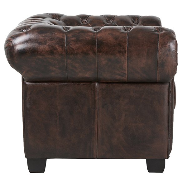 Max Chesterfield Leather Single Seater Armchair - Antique Brown