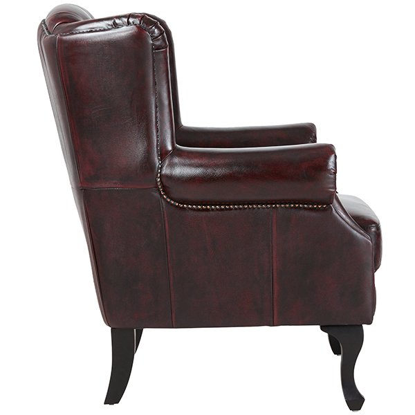 Max Chesterfield Leather Winged Armchair - Leather Antique Red