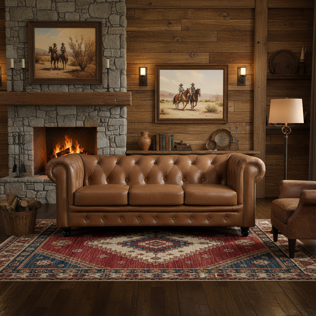 Max Chesterfield 3 Seater Leather Sofa - Cowhide Tan Leather