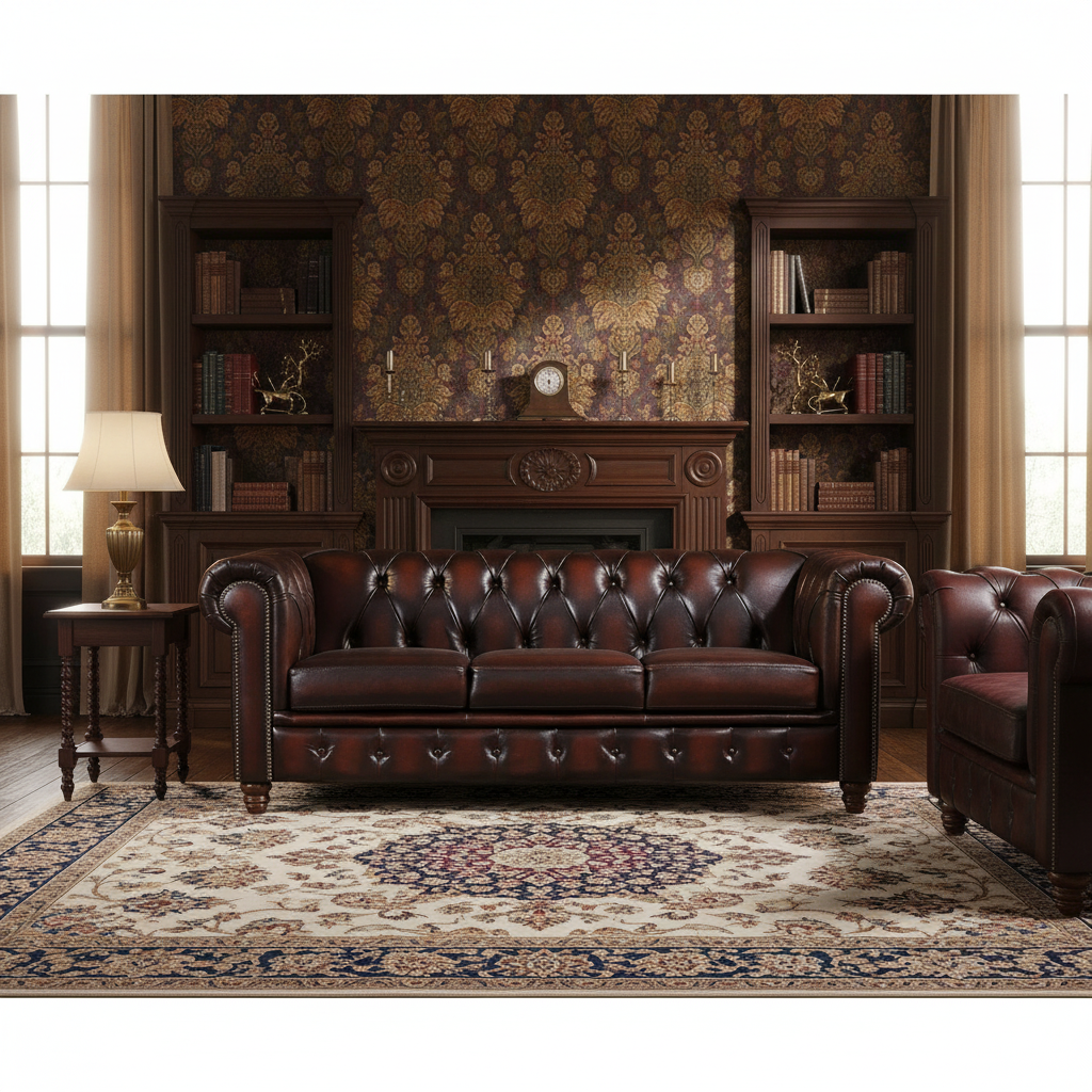 Max Chesterfield 3 Seater Leather Sofa - Leather Antique Brown