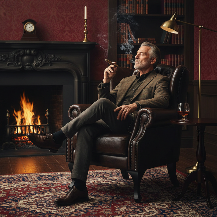 Max Chesterfield Leather Winged Armchair - Leather Antique Red